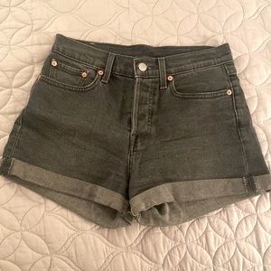 Levi’s high waisted button fly denim gray shorts
